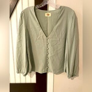Marine Layer Stacy Long Long Button Front Light Green Size XS